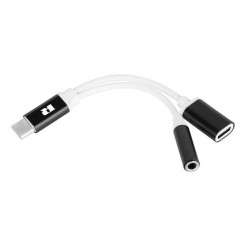 Adapter wtyk USB-C / gniazdo USB-C+ gniazdo Jack 3,5 RB-6006 RABEL