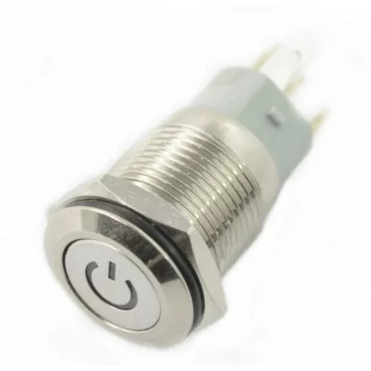 Przełącznik wciskany PBW-12BPW 2A 250V zielony bistabilny C.E