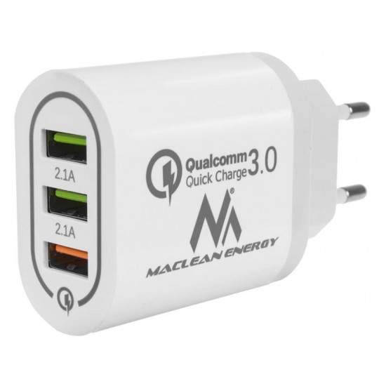 3xUSB network charger MCE479 White QC 3.0 MACLEAN