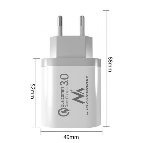 Ładowarka sieciowa 3xUSB MCE479 White QC 3.0 MACLEAN
