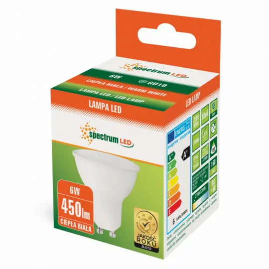 Żarówka LED GU10 6W 430lm 2900K ciepła WOJ13265 SPECTRUM