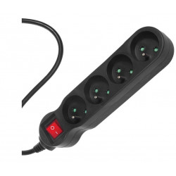 Listwa zasilająca z/u 4GN z wł. czarna MCE180 1,4m-8716