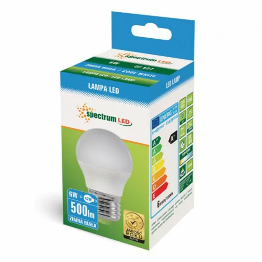 LED bulb ball E27 6W 500lm 6500K cold WOJ13025 SPECTRUM