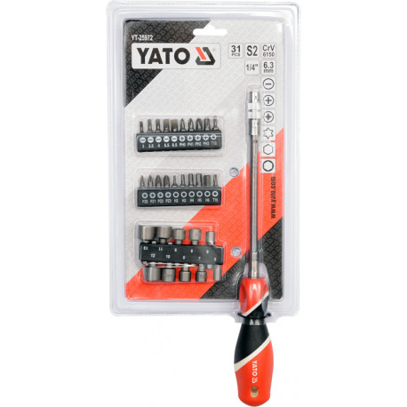 Wkrętak z wymiennymi bitami 1/4 cal giętki 31 części YT-2780 YATO
