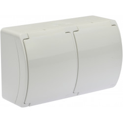 Koala gniazdo podwÓJNE 2x2P+Z natynkowe białe z klapką 162-01 VIPLAST