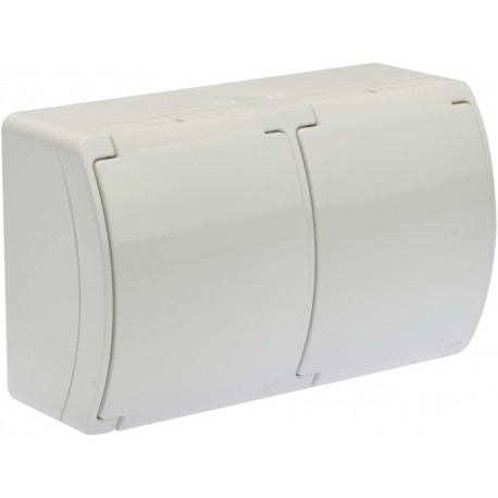 Koala gniazdo podwÓJNE 2x2P+Z natynkowe białe z klapką 162-01 VIPLAST