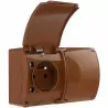 Koala double 2x2P+Z surface-mounted brown socket with flap 162-02 VIPLAST