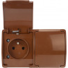 Koala double 2x2P+Z surface-mounted brown socket with flap 162-02 VIPLAST