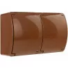 Koala double 2x2P+Z surface-mounted brown socket with flap 162-02 VIPLAST