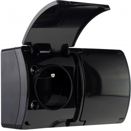 Koala gniazdo podw.2x2P+Z n/t czarn z klap. 162-05-8795