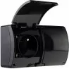 Koala double 2x2P+Z surface-mounted socket black with flap 162-05 VIPLAST
