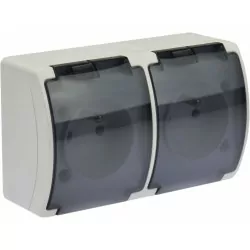 Koala gniazd podwójne 2x2P+Z natynkowe białe z klapką 162-51 VIPLAST