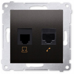 Simon54 Gniazdo komputerowe RJ45 + telefoniczne RJ12 D5T.01/48 antracyt