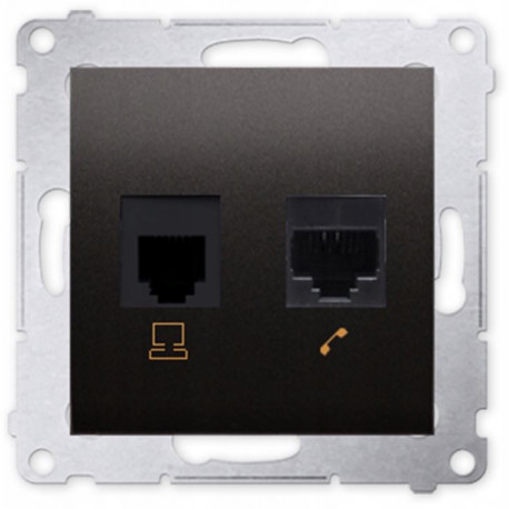 Simon54 Gniazdo komputerowe RJ45 + telefoniczne RJ12 D5T.01/48 antracyt