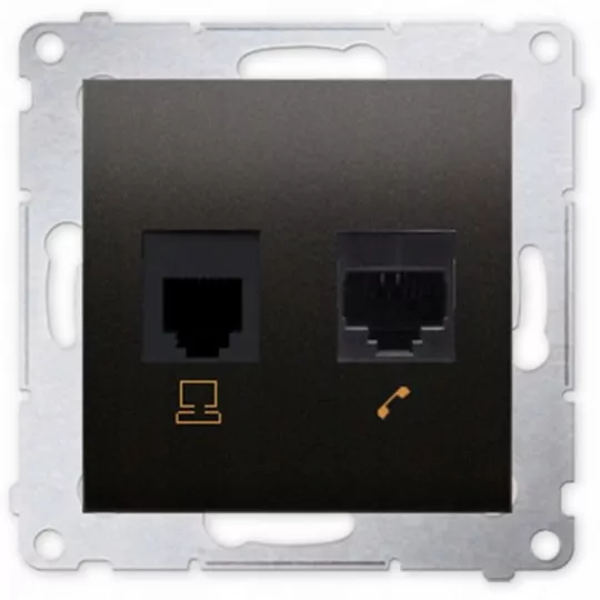 Simon54 RJ45 computer + RJ12 telephone socket D5T.01/48 anthracite
