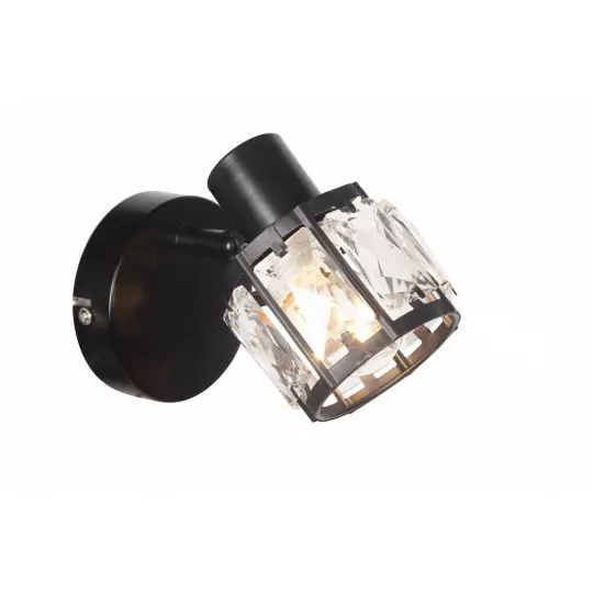 Lampa kinkiet DESALIA czarny kryształki E14 Vitalux