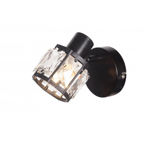 Lampa kinkiet DESALIA czarny kryształki E14 Vitalux