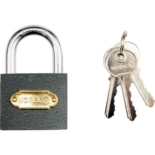 Cast iron padlock 63mm gray 3 keys 77064 Vorel