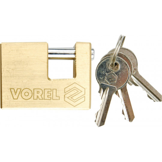 Brass pin padlock 50mm 3 keys VOREL