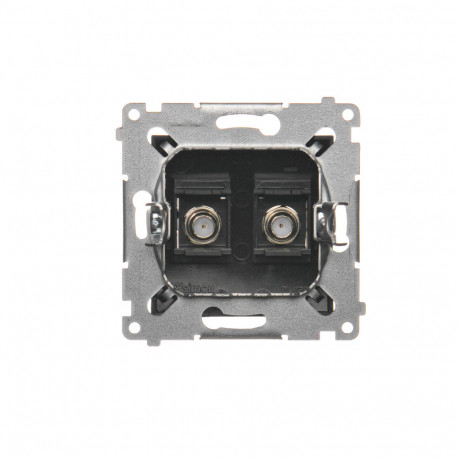 Simon54 Gniazdo antenowe typu „F” podwójne DASF2.01/49 czarny mat