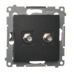 Simon54 Gniazdo antenowe typu „F” podwójne DASF2.01/49 czarny mat