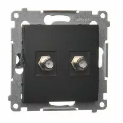 Simon54 Gniazdo antenowe typu „F” podwójne DASF2.01/49 czarny mat