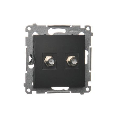 Simon54 Gniazdo antenowe typu „F” podwójne DASF2.01/49 czarny mat