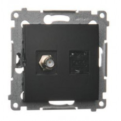Simon54 Gniazdo antenowe typu "F" + komputerowe RJ45 DASFRJ45.01/49 czarny mat