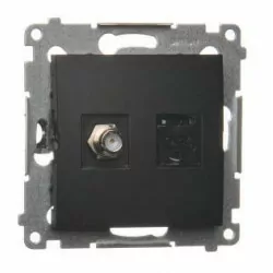Simon54 Gniazdo antenowe typu "F" + komputerowe RJ45 DASFRJ45.01/49 czarny mat