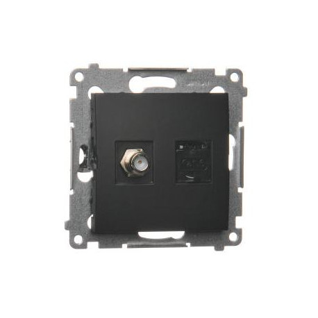 Simon54 Gniazdo antenowe typu "F" + komputerowe RJ45 DASFRJ45.01/49 czarny mat