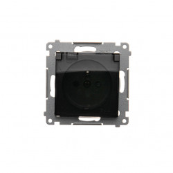 Simon54 Gniazdo wtyczkowe z uziemieniem z klapką DGZ1BZ.01/49A czarny