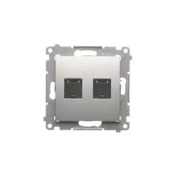 Simon54 Gniazdo komputerowe podwójne RJ45 D62.01/43 srebrny mat