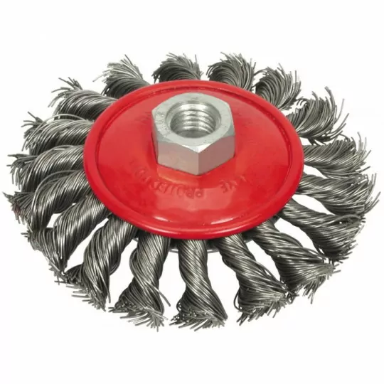 Wheel brush with threaded braided wire VOREL Wheel brush with threaded braided wire VOREL
