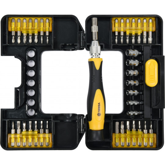Set of screwdriver bits with handle 37 parts Vorel