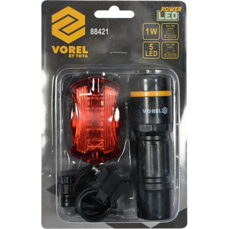 Zestaw lamp rowerowych tył/przód Vorel