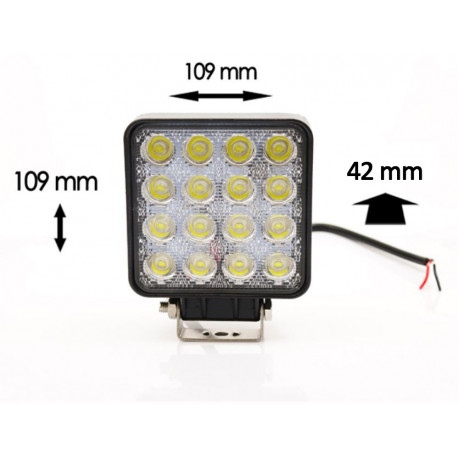 Lampa robocza 16LED 48W kwadratowa WL5048 12/24V