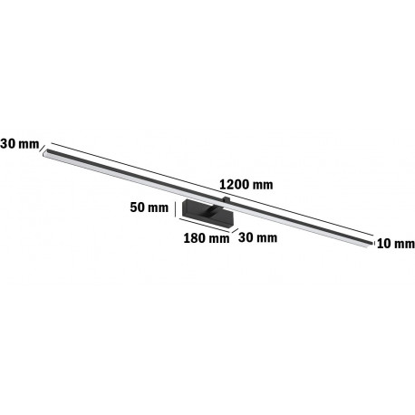 Lampa kinkiet nad lustro VENUS LED 24W NW czarny 120cm STRUHM