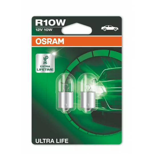 Żarówka pomocnicza R10W ULTRA LIFE 12V 10W P21W 2szt Osram