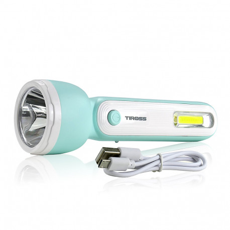 Latarka LED TS-1854 mietowa akumulatorowa 3W+1COB Tiross