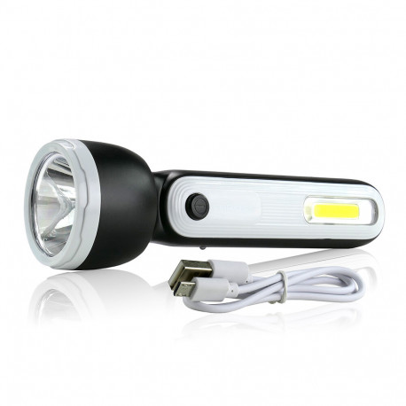 Latarka LED TS-1854 czarna akumulatorowa 3W+1COB Tiross