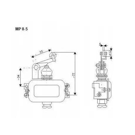 Wyłącznik krańcowy MP0-5 w obudowie metalowej z napędem teleskopowym PROMET
