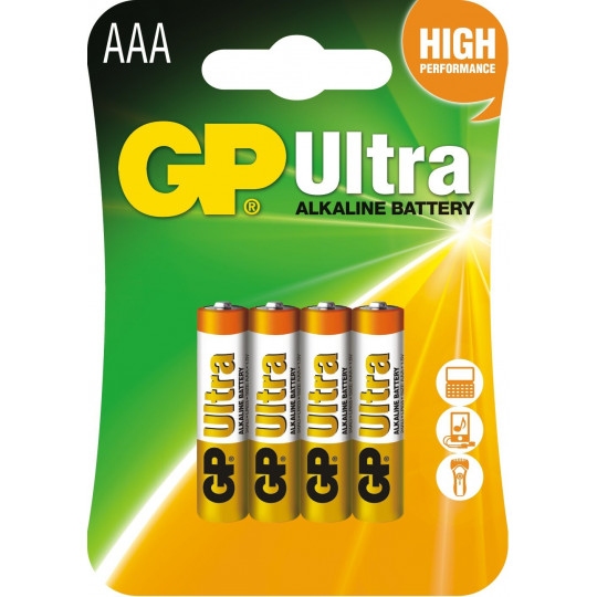GP Ultra Alkaline AAA 1.5V LR03 4 piece battery