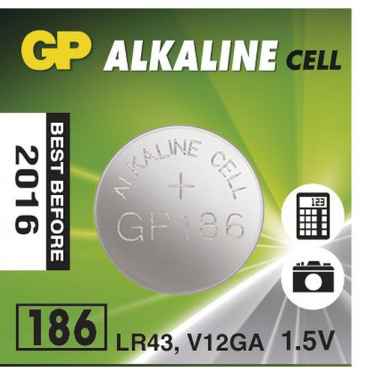 GP Alkaline Cell 186 LR43 1.5V 186F-2C10 battery