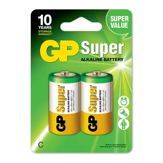 Bateria GP Super Alkaline 1.5V LR14 2 sztuki GP14A-2U GP
