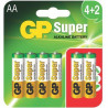 GP Super Alkaline AA 1.5V LR6 battery pack of 6 GP batteries