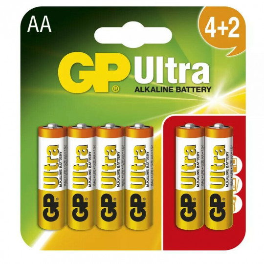 GP Ultra Alkaline 1.5V LR6 battery pack of 6 AA GP batteries