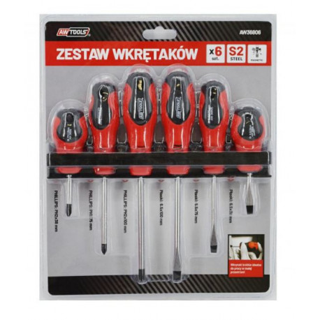 Zestaw wkrętaków S2 STEEL AW36806 6 sztuk AW TOOLS