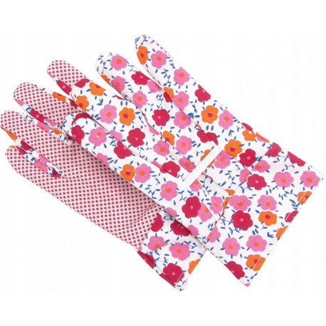 Rękawice nakrapiane w kwiatki rozmiar 9" 74110 Flo