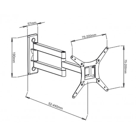Uchwyt do TV 17-32" regulowany pion-poziom 20 kg AR-57 ART