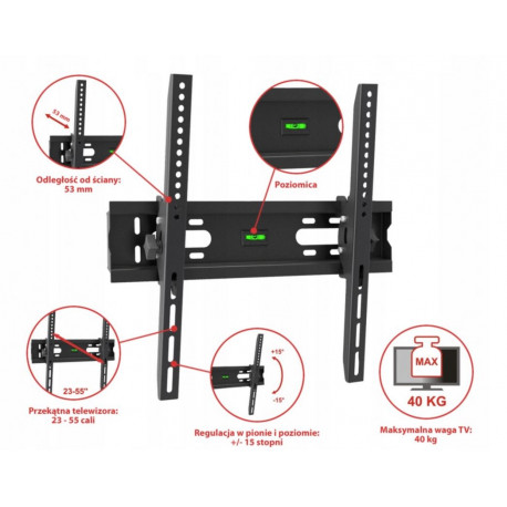 Uchwyt do TV 23-55" regulacja w pionie AR-47 ART